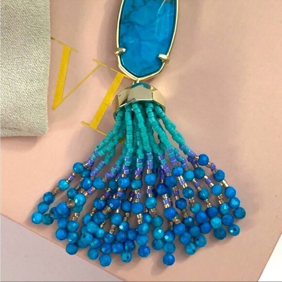 Kendra Scott Eva Gold Necklace Aqua Howlite - Picture 2 of 7